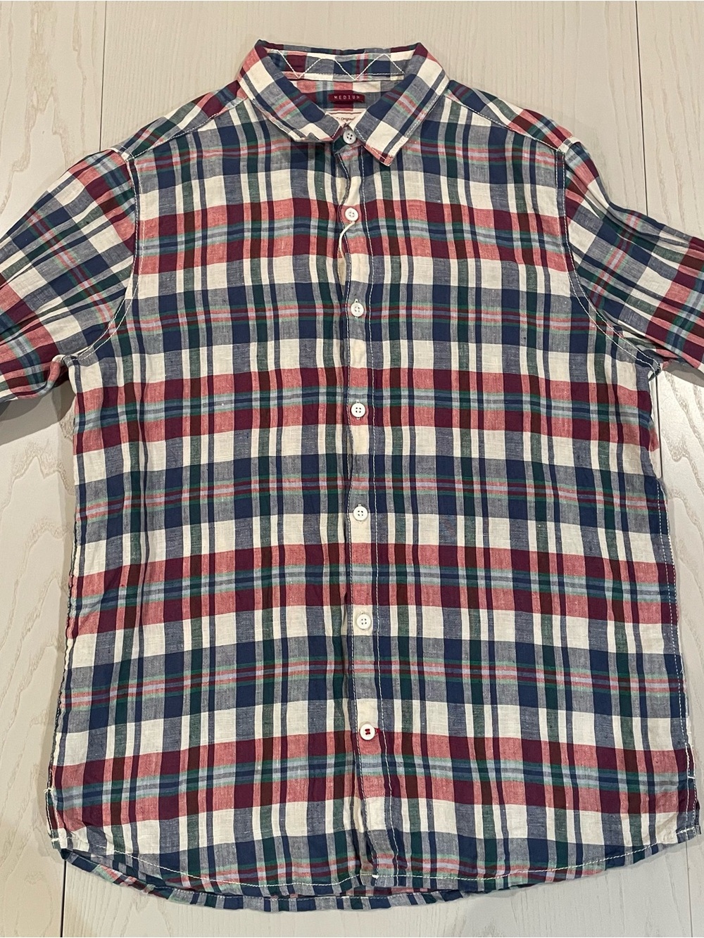 Fat Face Men's Plaid 100% Linen Button Down Shirt - Medium